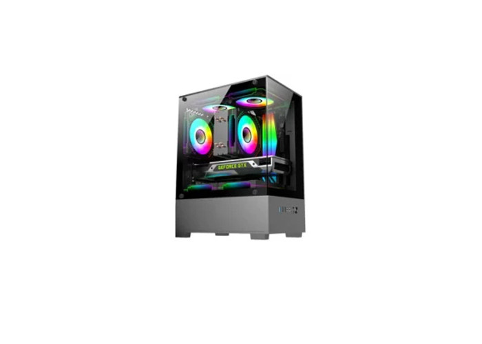 Aptech CS40 With 3 ARGB Fans Desktop Gaming Case-Black